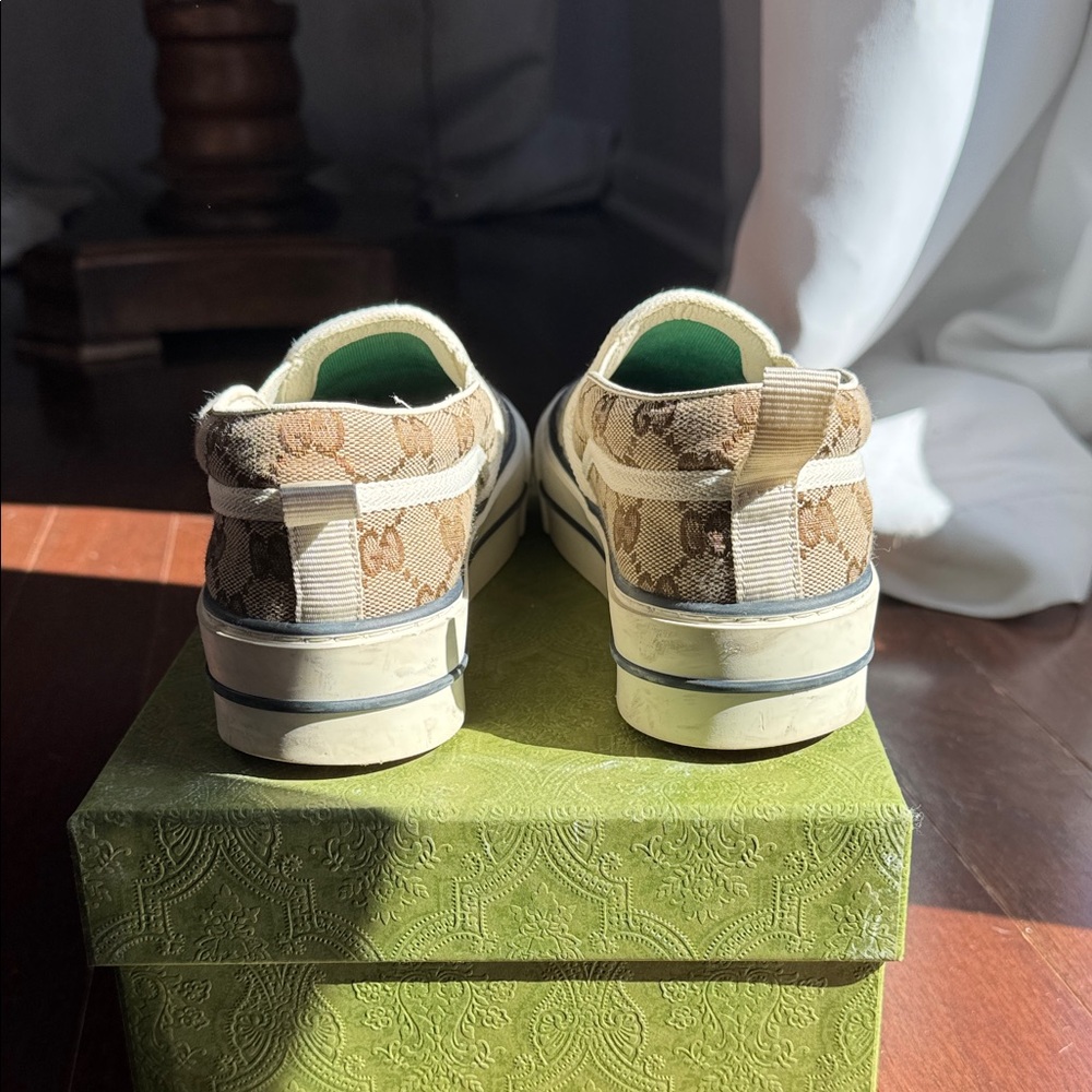 Gucci Beige and Cream Canvas Sneakers - Picture 2 of 5